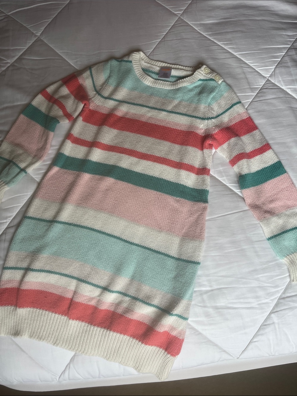 Gymboree Striped Knit Sweater Dress - Coral, Mint & Cream size 6